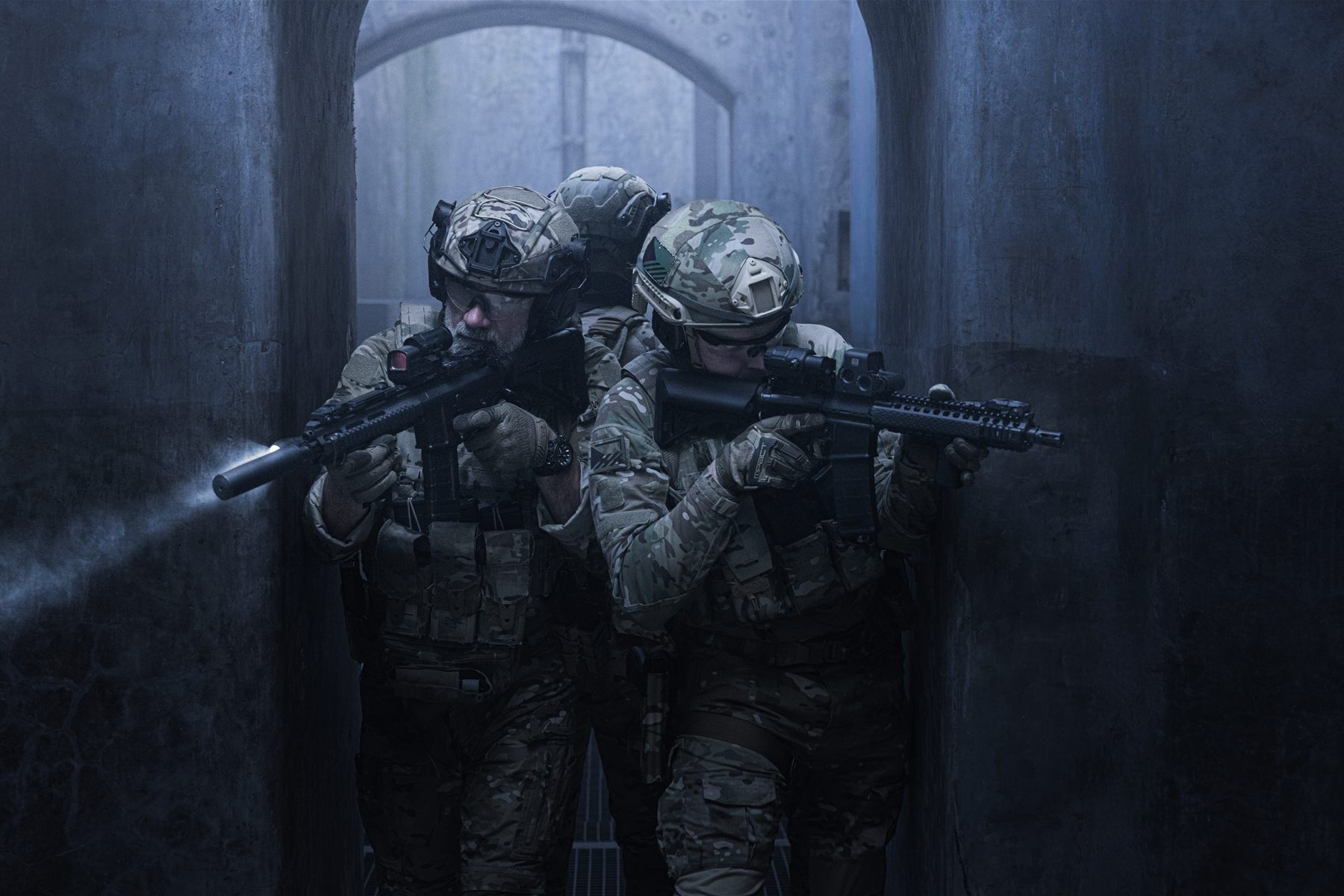 Police intervention operators during a BLACKONE production