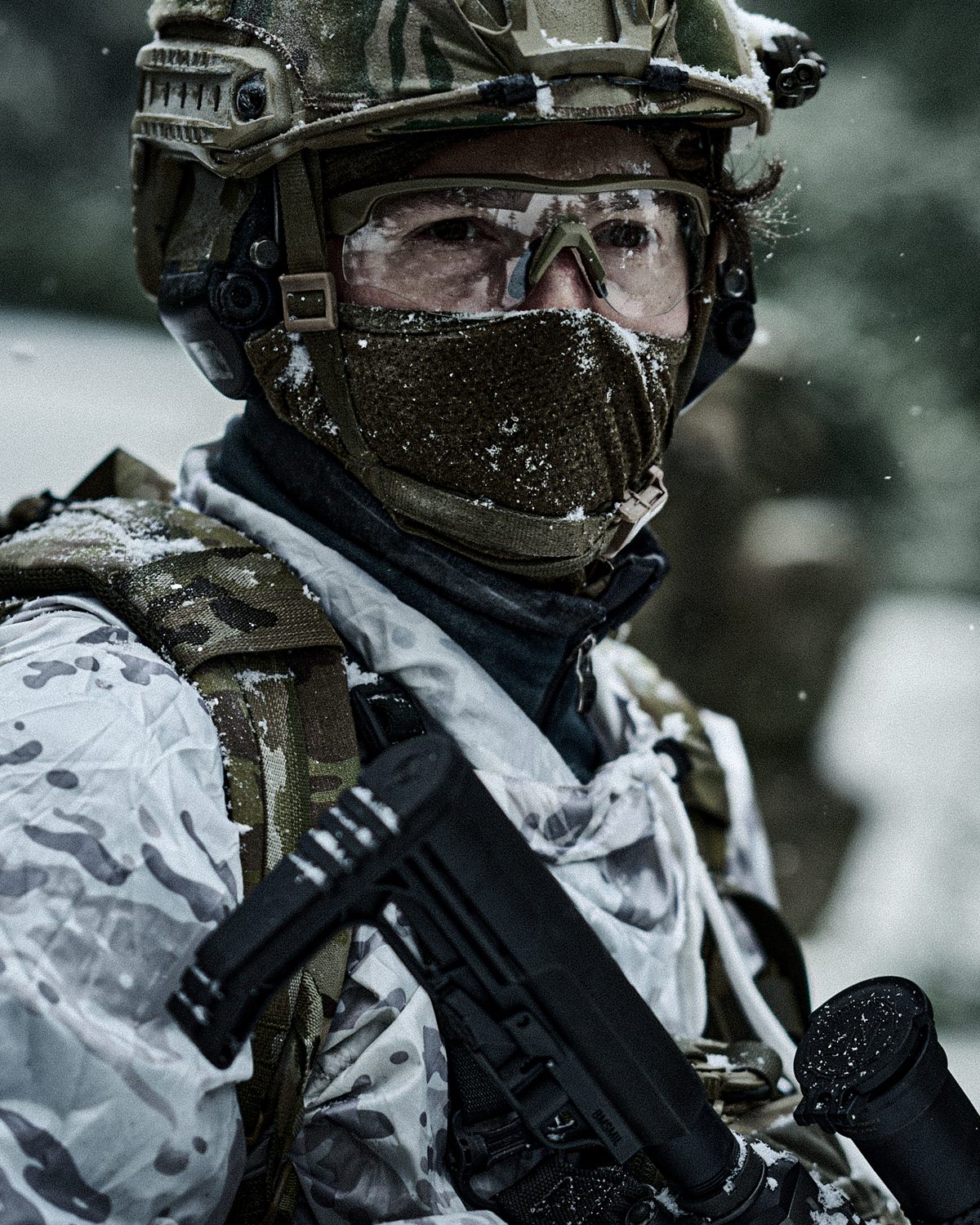 Military operators with a vehicle