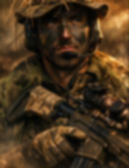 Close portrait of an operator with weapon and helmet