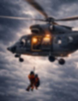 Helicopter hoist operation filmed from the ground