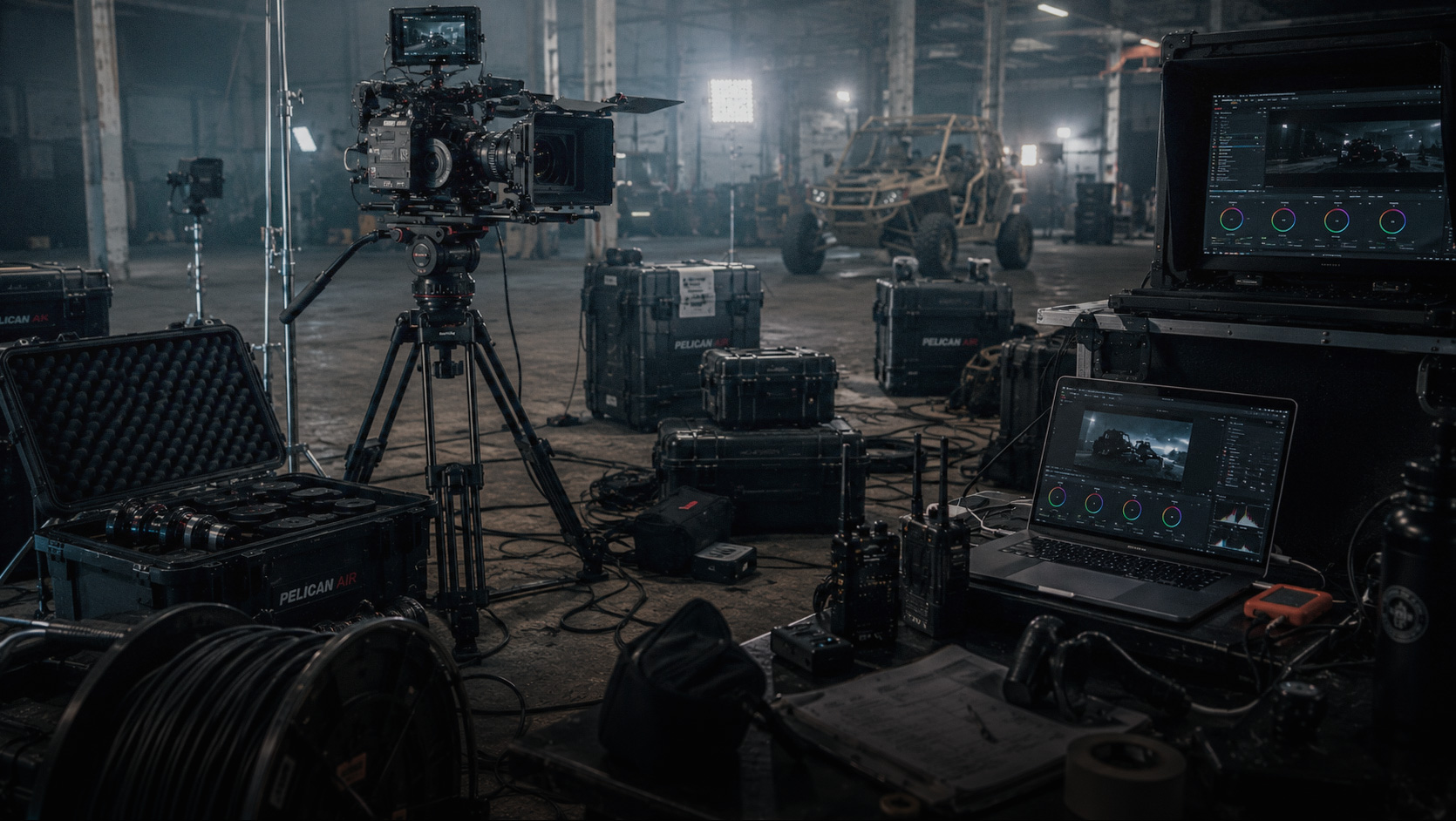 BLACKONE camera, lighting and monitoring setup on location